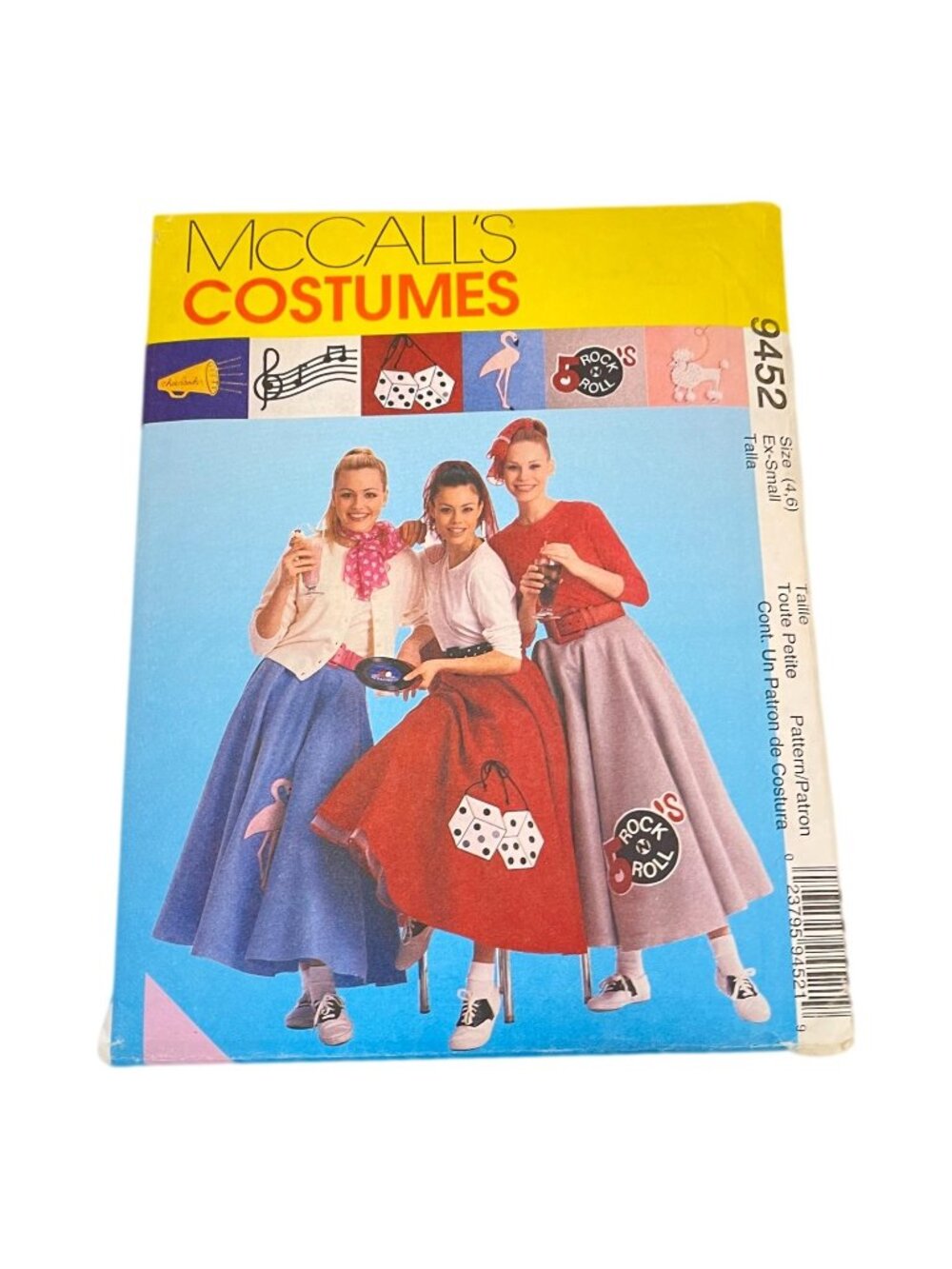 McCalls Pattern‎ 9452 Poodle Skirts Retro 1950s Sz 4 6 XS Costume Sew  Uncut